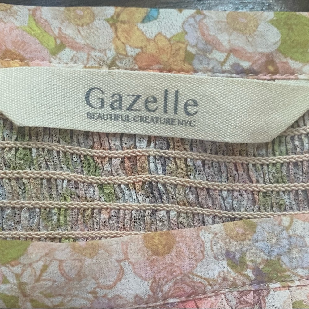 Boho Peasant Floral Crop Top; Size: M - Picture 6 of 9
